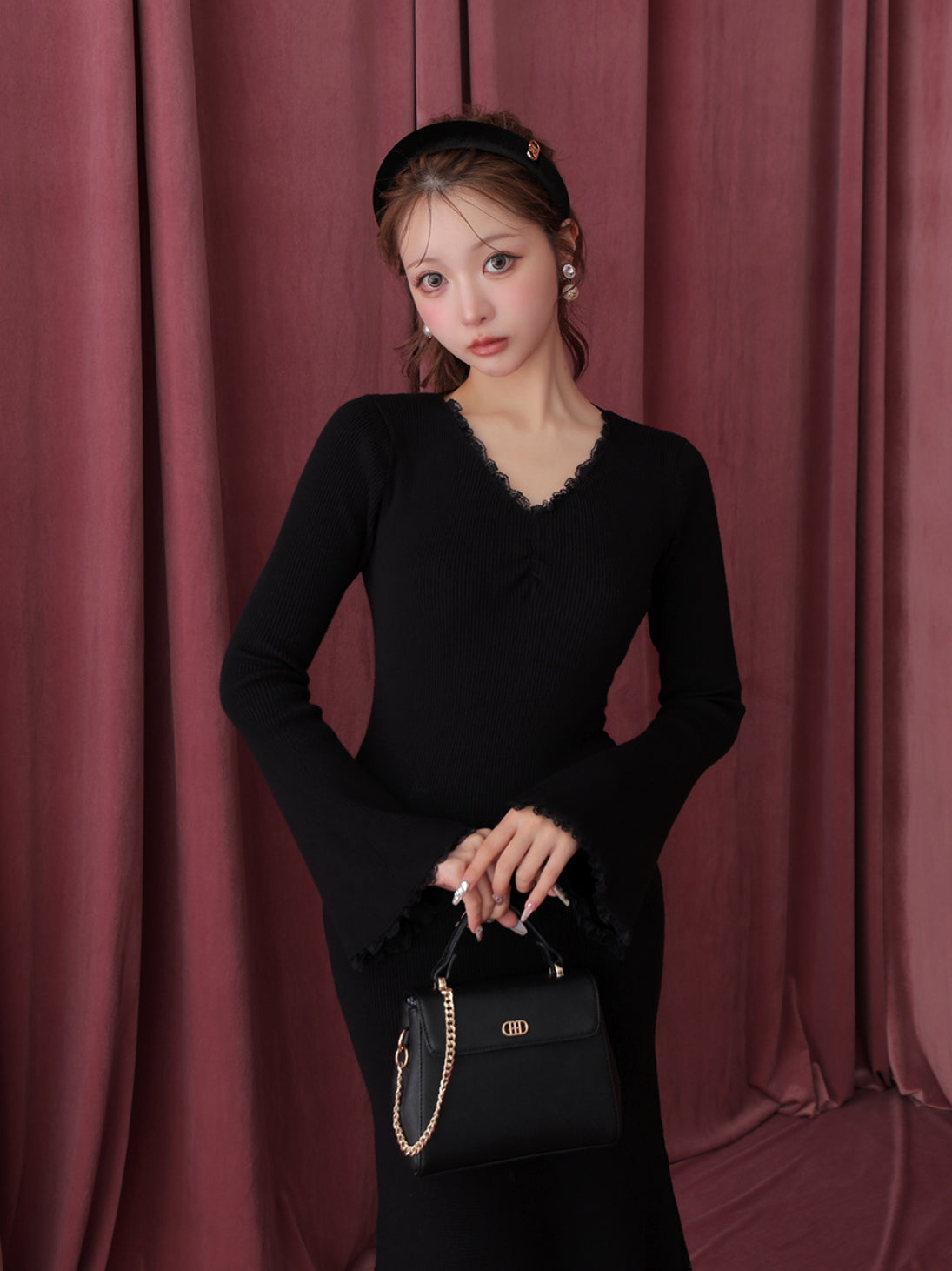 【Pre Order】Lace back silhouette onepiece(eme10733)