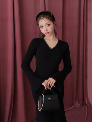 【Pre Order】Lace back silhouette onepiece(eme10733)