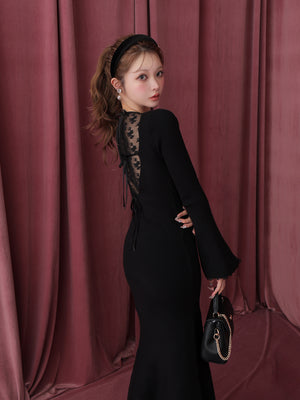 【Pre Order】Lace back silhouette onepiece(eme10733)