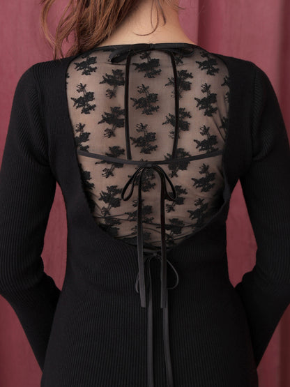 【Pre Order】Lace back silhouette onepiece(eme10733)