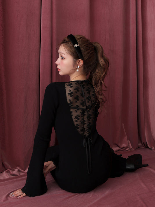 【Pre Order】Lace back silhouette onepiece(eme10733)