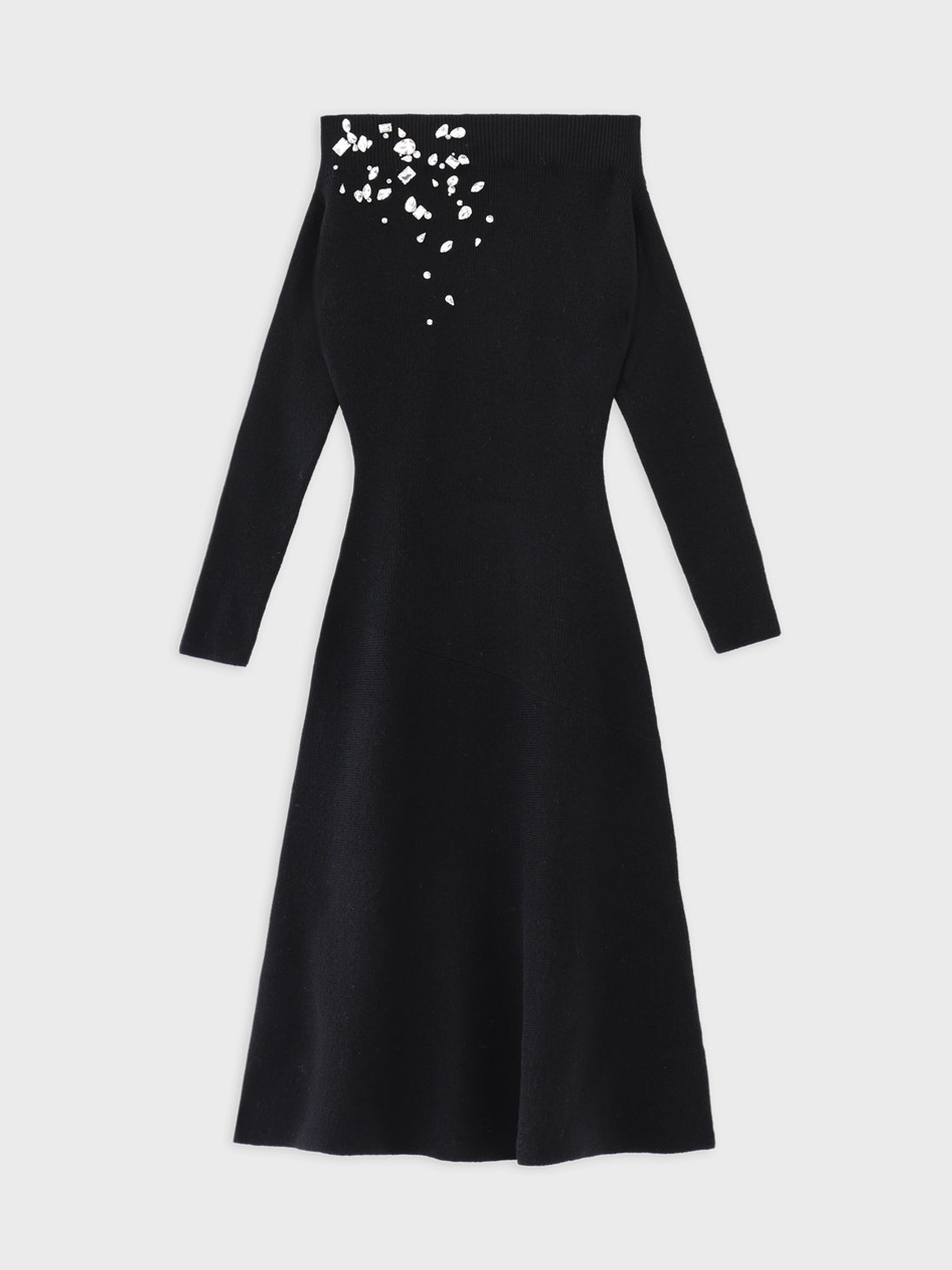 【Pre Order】Jewelry off the shoulder knit  onepiece(eme10734)