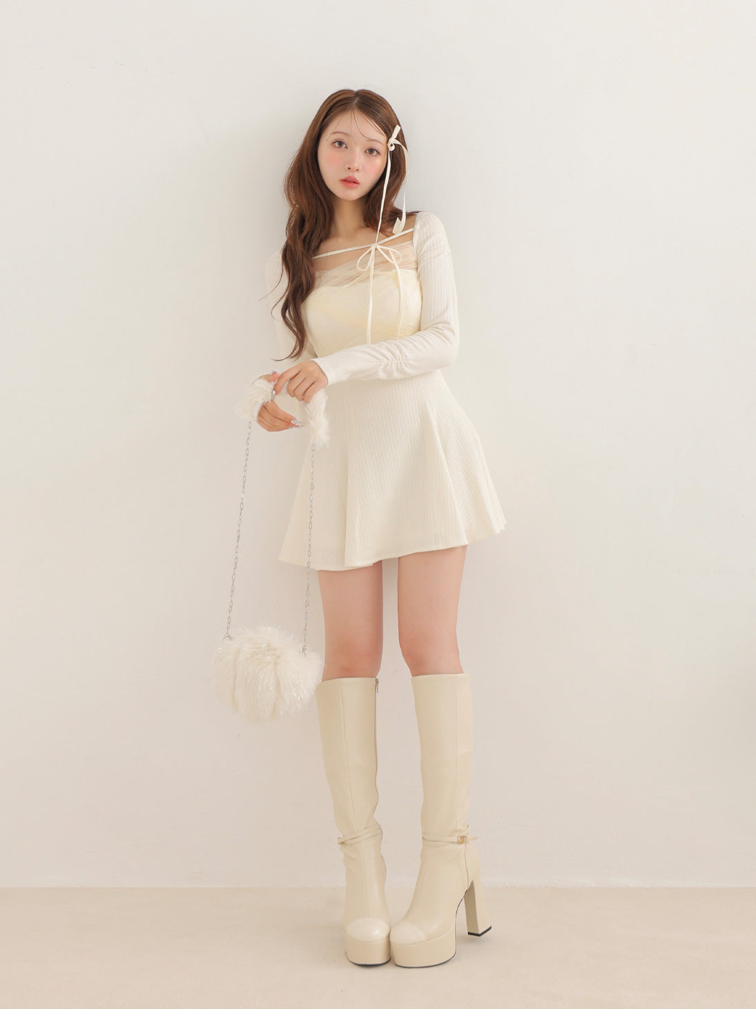 Cross tulle flare mini onepiece(eme10736)