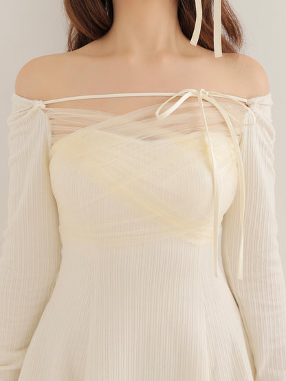 Cross tulle flare mini onepiece(eme10736)