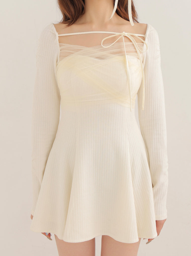 Cross tulle flare mini onepiece(eme10736)