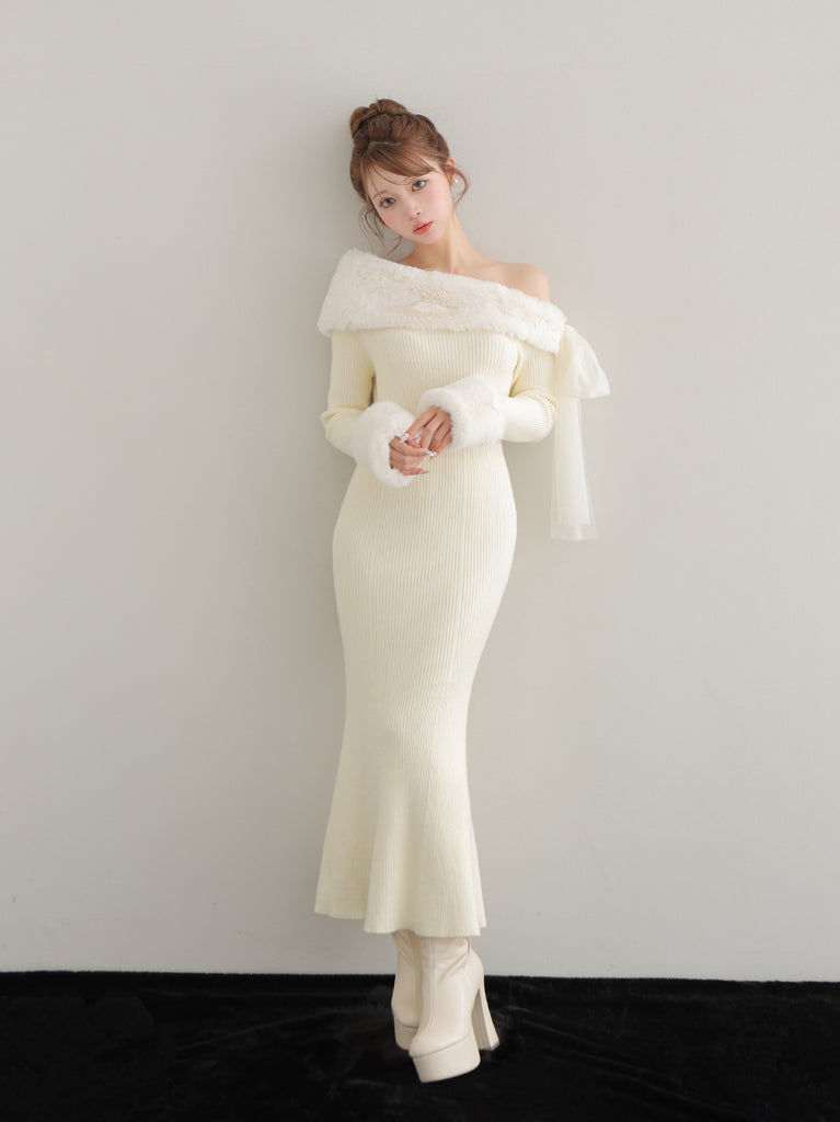 Fur shoulder mermaid onepiece(eme10739)