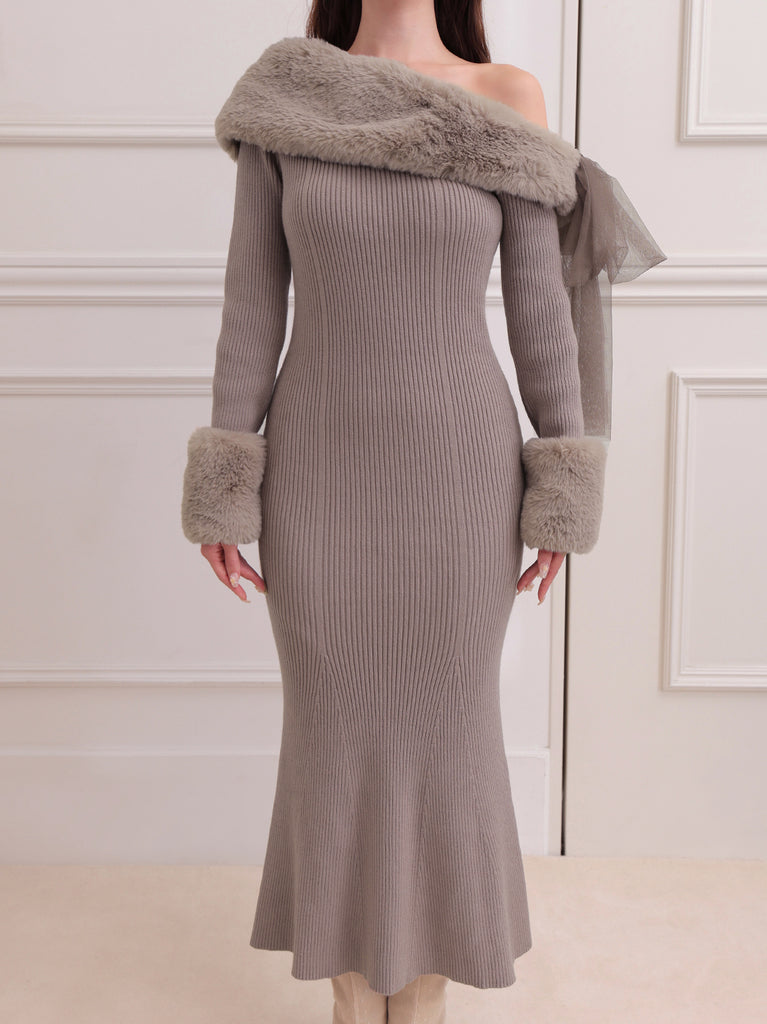 Fur shoulder mermaid onepiece(eme10739)