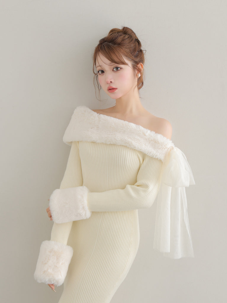 Fur shoulder mermaid onepiece(eme10739)