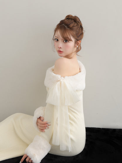 Fur shoulder mermaid onepiece(eme10739)