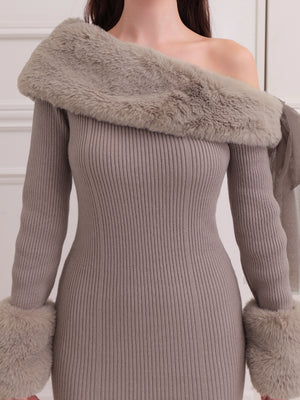 Fur shoulder mermaid onepiece(eme10739)