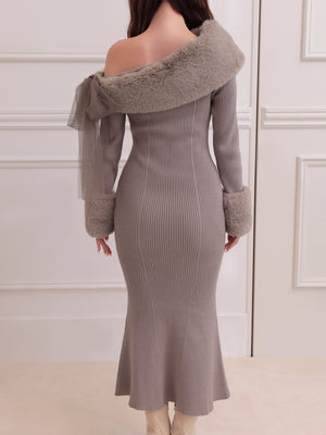 Fur shoulder mermaid onepiece(eme10739)