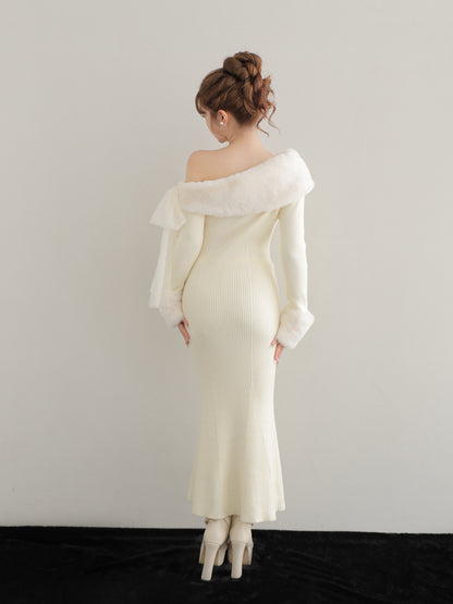 Fur shoulder mermaid onepiece(eme10739)