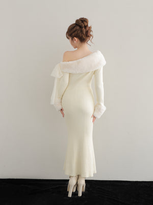 Fur shoulder mermaid onepiece(eme10739)