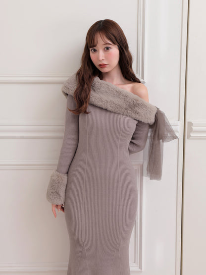 Fur shoulder mermaid onepiece(eme10739)