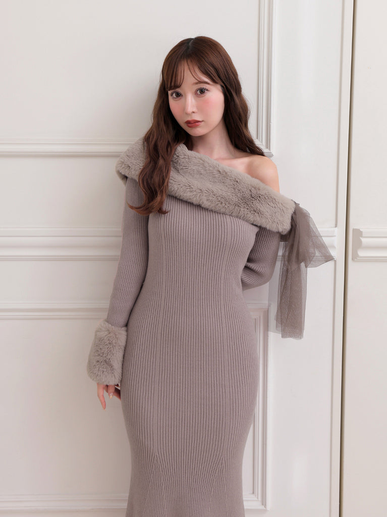 Fur shoulder mermaid onepiece(eme10739)