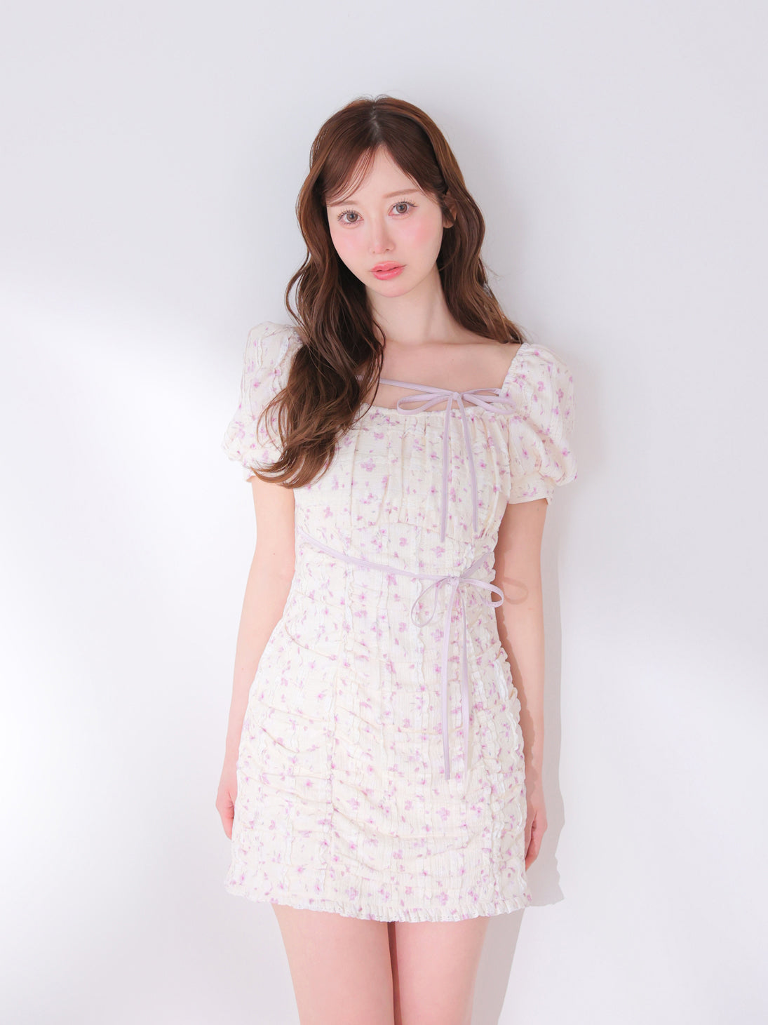 ワンピース Ripple frill flower mini onepiece Mmeeme Ripple frill flower mini onepiece(eme10742) – M me eme