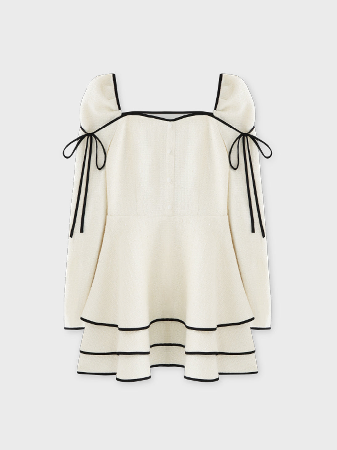 Ribbon trim tweed mini onepiece(eme10746)