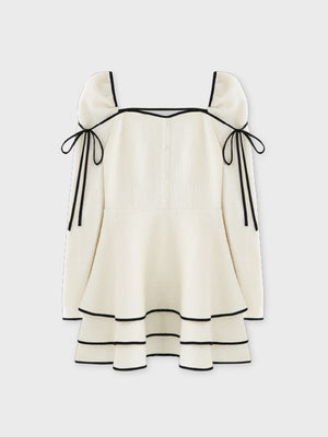 Ribbon trim tweed mini onepiece(eme10746)