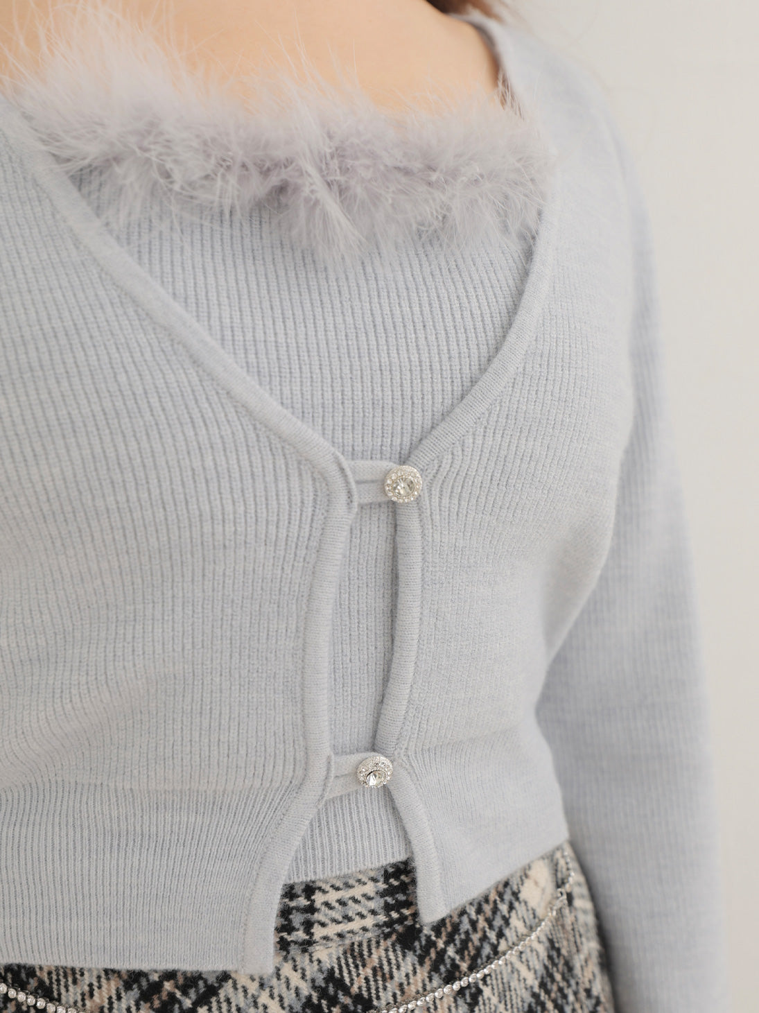 トップス Mmeeme Feather knit cami cardigan Blue エムミーエメ Feather knit cami & cardigan ブルーの通販 by