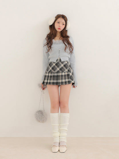 【Pre Order】Classic check pleated skort(eme10751)