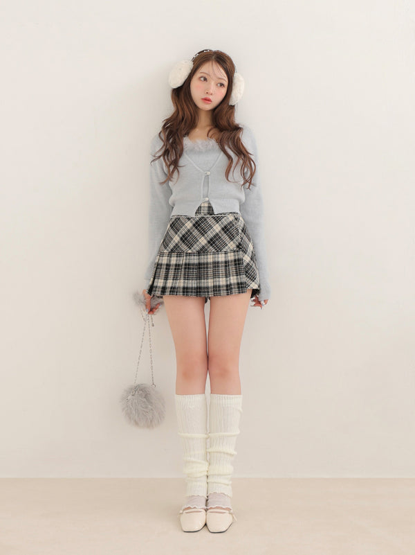 Classic check pleated skort(eme10751)
