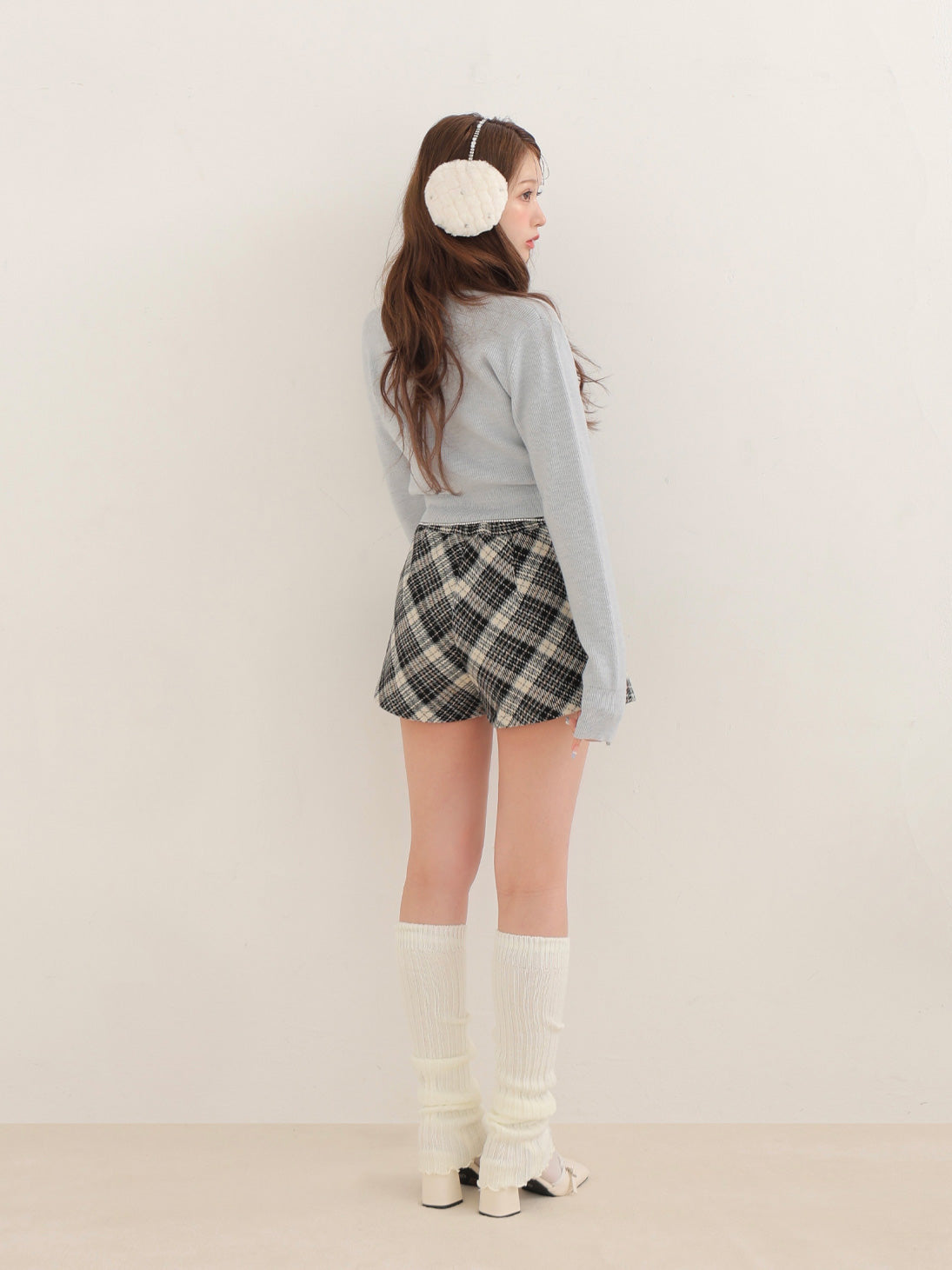 【Pre Order】Classic check pleated skort(eme10751)