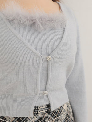 Feather knit cami cardigan(eme10750)