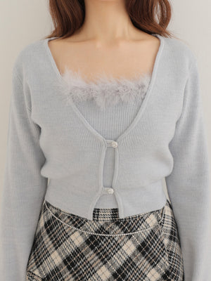 Feather knit cami cardigan(eme10750)