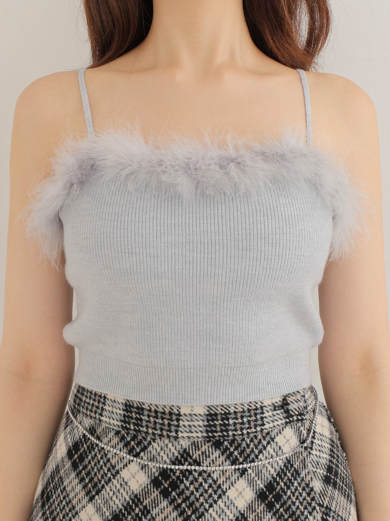 Feather knit cami cardigan(eme10750)