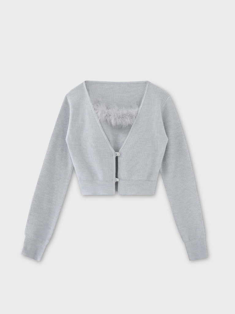 Feather knit cami cardigan(eme10750)