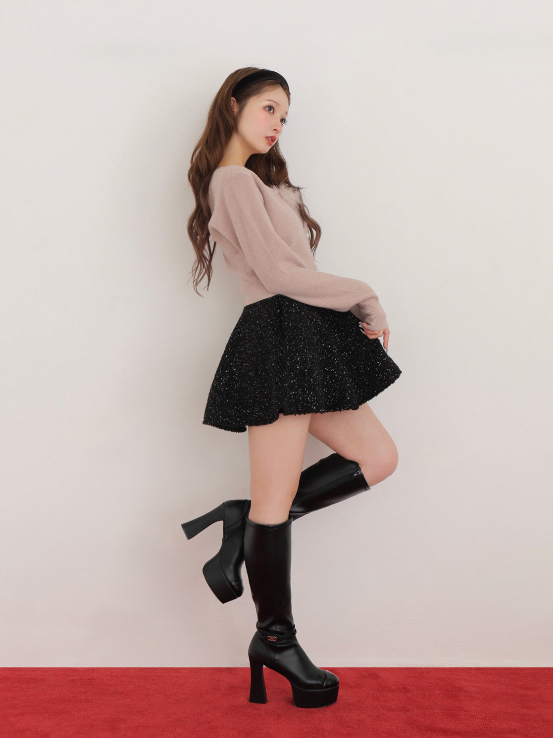 Boa flare mini skirt(eme10378)
