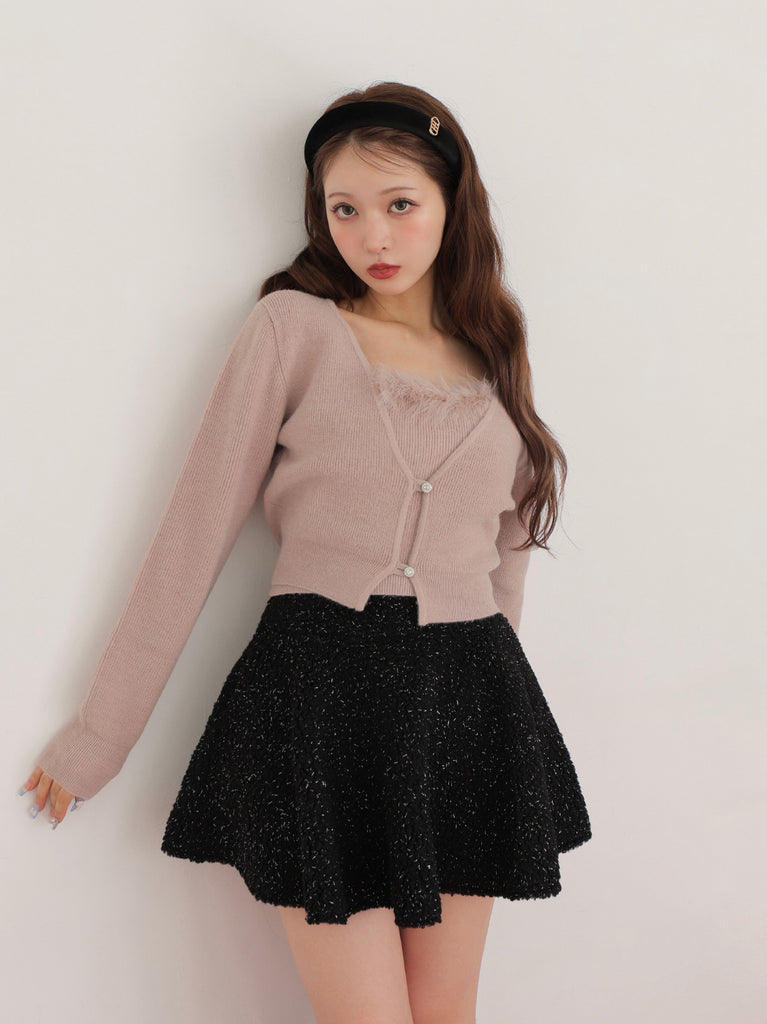 Feather knit cami cardigan(eme10750)