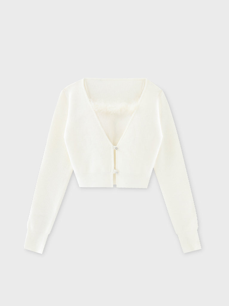 Feather knit cami cardigan(eme10750)