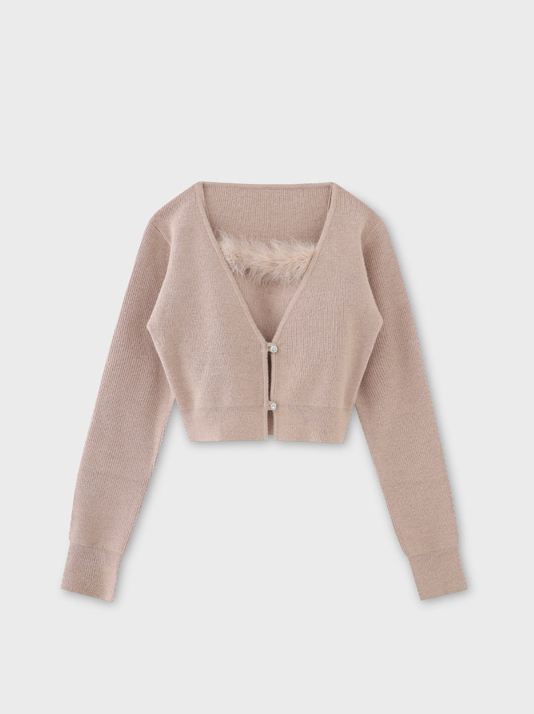 Feather knit cami cardigan(eme10750)