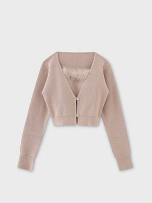 Feather knit cami cardigan(eme10750)