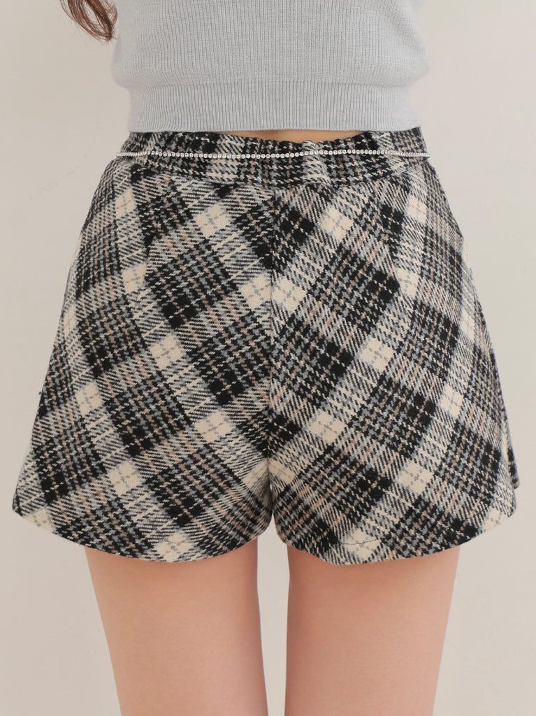 Classic check pleated skort(eme10751)
