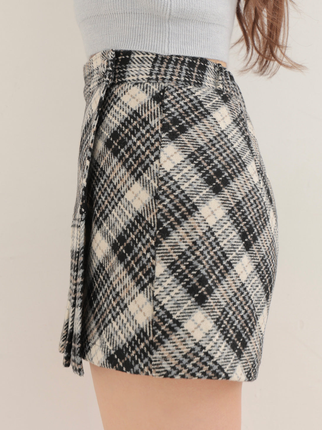 【Pre Order】Classic check pleated skort(eme10751)