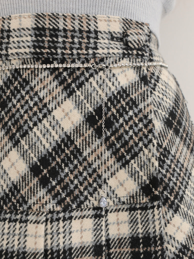 Classic check pleated skort(eme10751)
