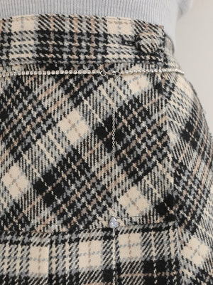 Classic check pleated skort(eme10751)
