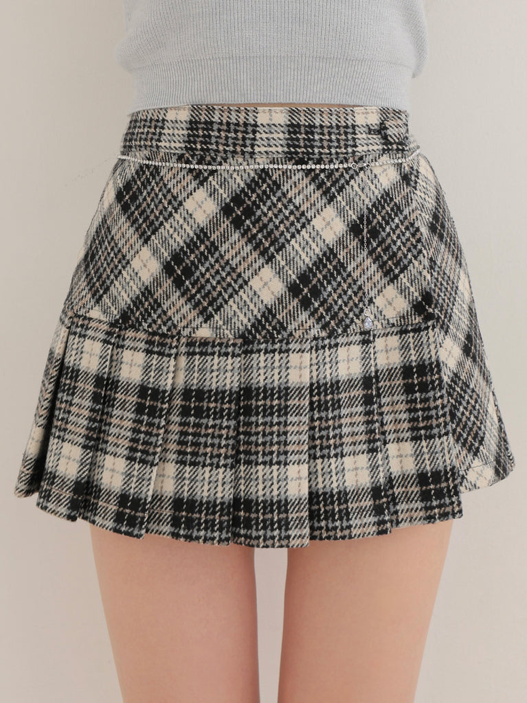 Classic check pleated skort(eme10751)