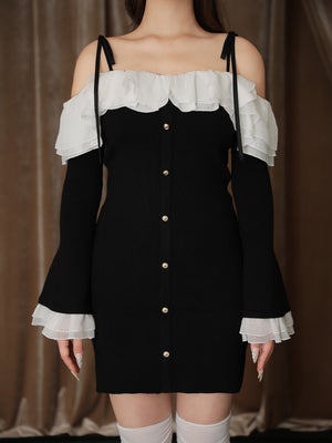 Noir frill ribbon ｍini onepiece(eme10755)