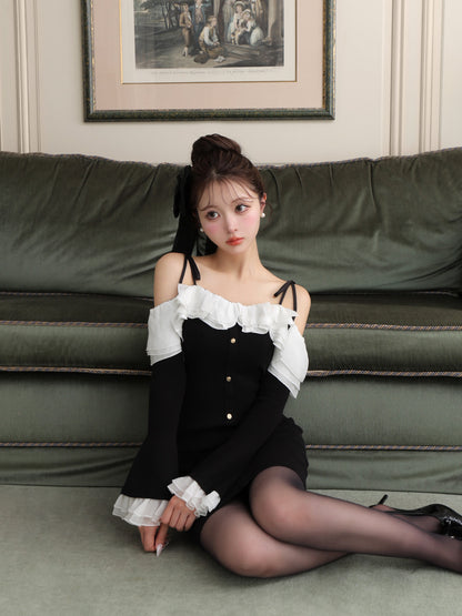 Noir frill ribbon ｍini onepiece(eme10755)