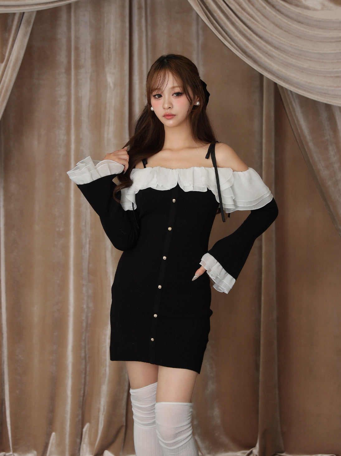 Noir frill ribbon ｍini onepiece(eme10755)