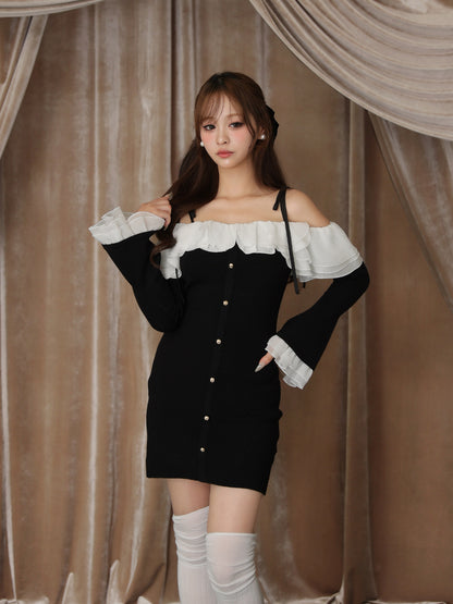 Noir frill ribbon ｍini onepiece(eme10755)