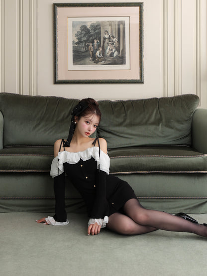 Noir frill ribbon ｍini onepiece(eme10755)