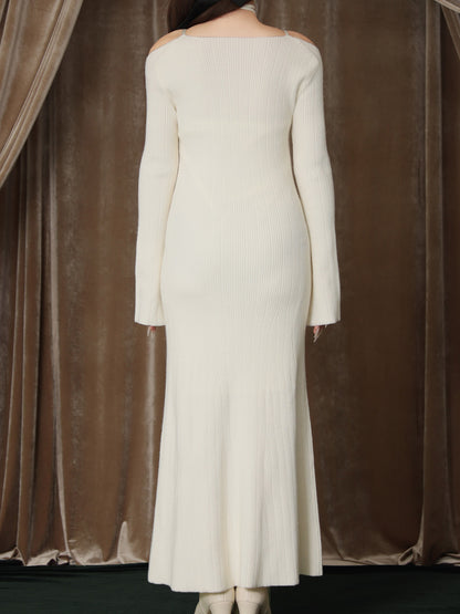 【Pre Order】Layered ribbon knit onepiece (eme10757)