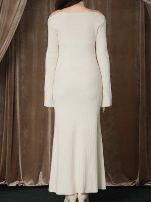 【Pre Order】Layered ribbon knit onepiece (eme10757)