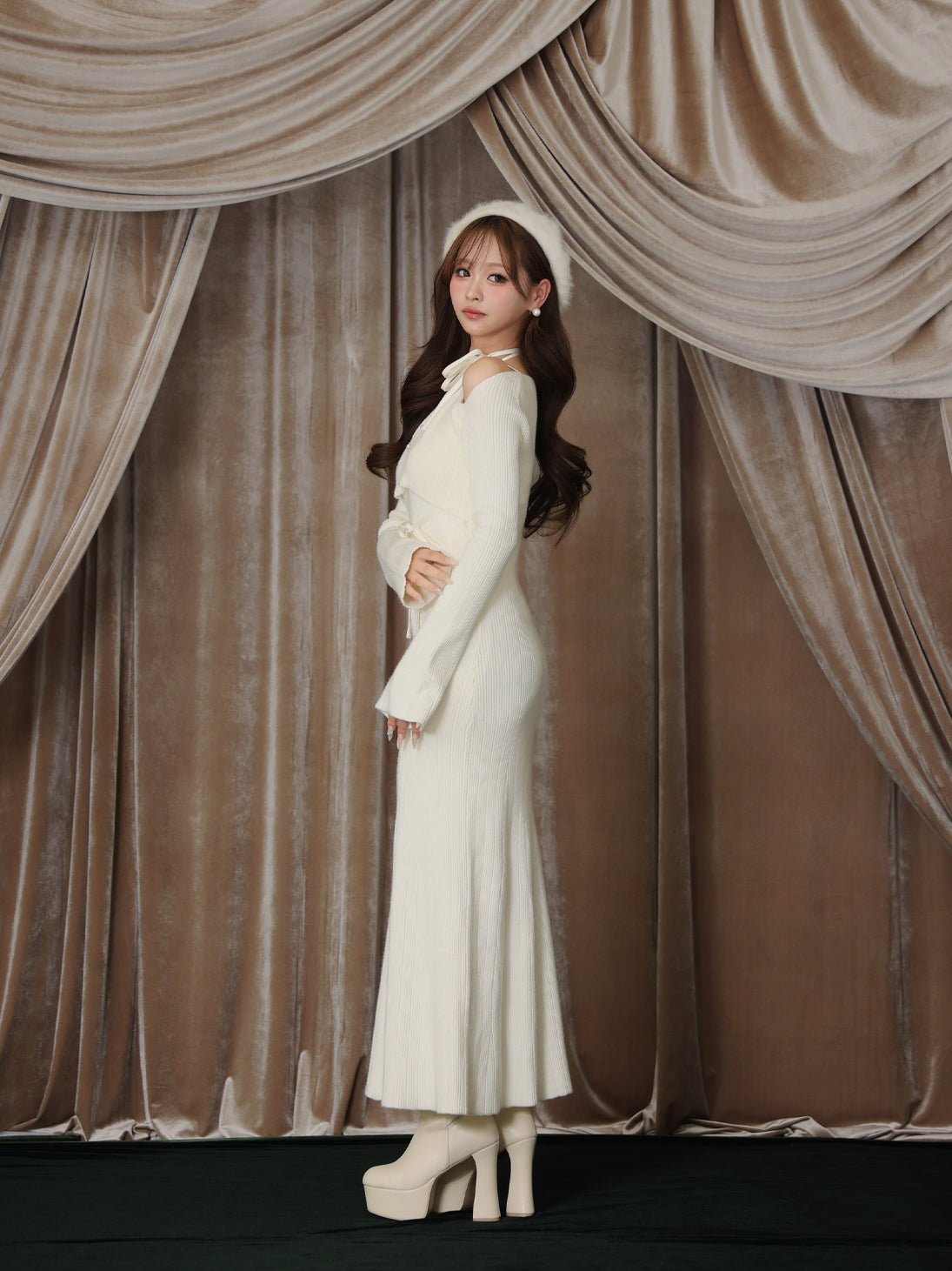 Layered ribbon knit onepiece (eme10757) – M me eme