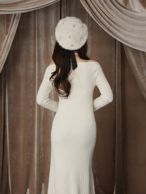 【Pre Order】Layered ribbon knit onepiece (eme10757)