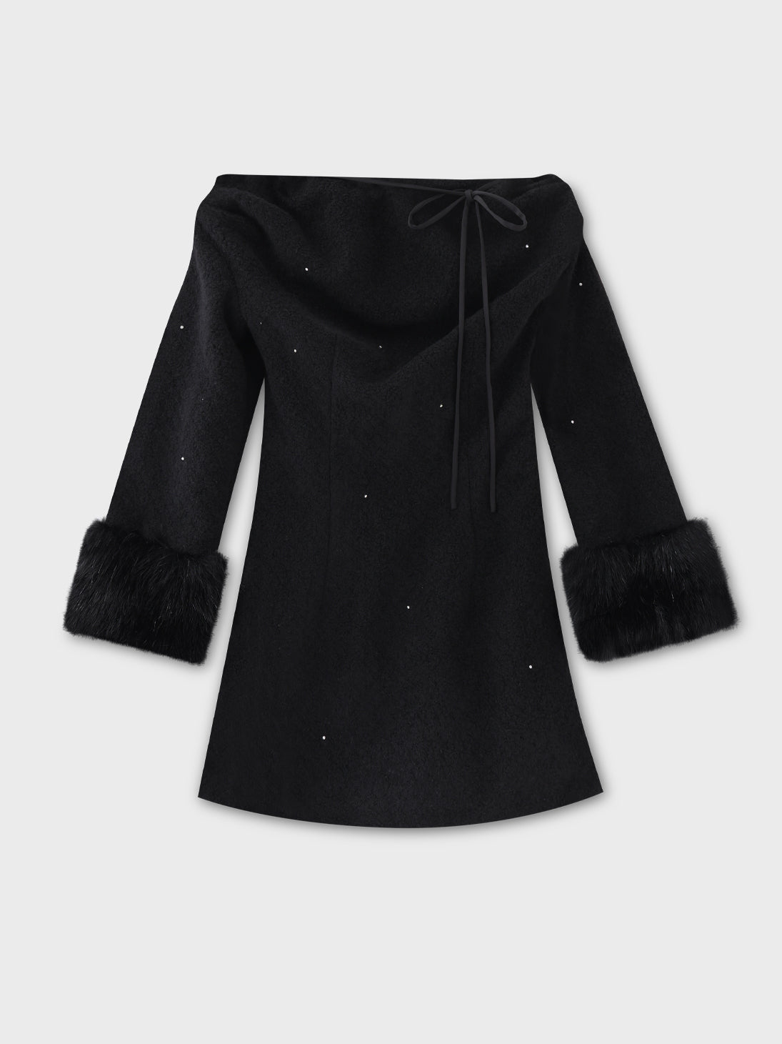 Fur jeweled ribbon mini onepiece(eme10762)